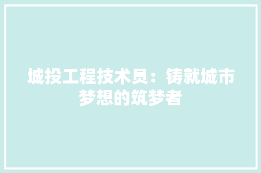 城投工程技术员：铸就城市梦想的筑梦者 现代风格装饰