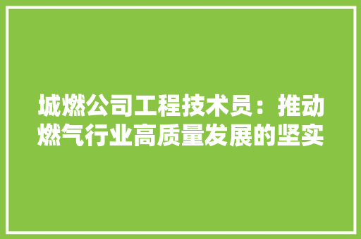 城燃公司工程技术员：推动燃气行业高质量发展的坚实力量 现代风格装饰