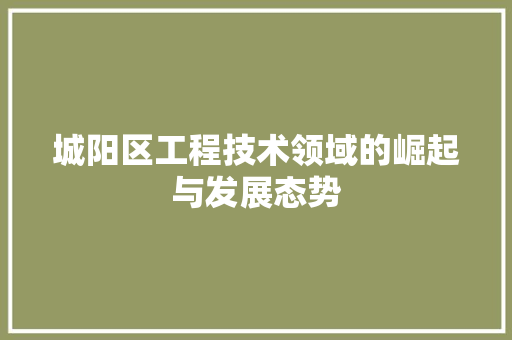 城阳区工程技术领域的崛起与发展态势