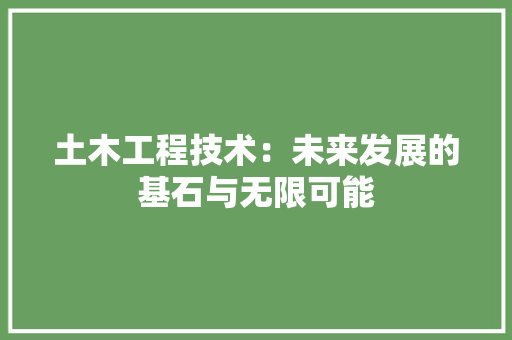 土木工程技术：未来发展的基石与无限可能 现代风格装饰