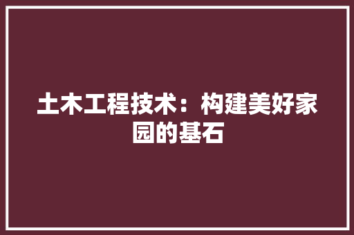 土木工程技术：构建美好家园的基石 现代风格装饰
