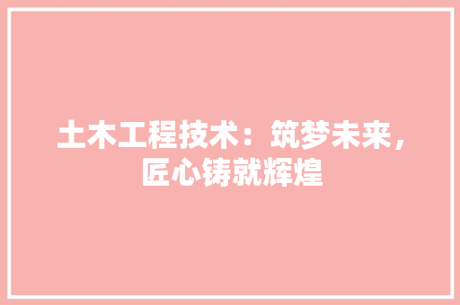 土木工程技术：筑梦未来，匠心铸就辉煌 现代风格装饰
