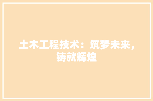 土木工程技术：筑梦未来，铸就辉煌 现代风格装饰