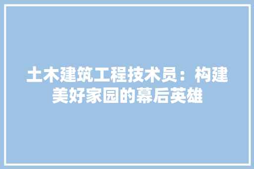 土木建筑工程技术员：构建美好家园的幕后英雄 现代风格装饰