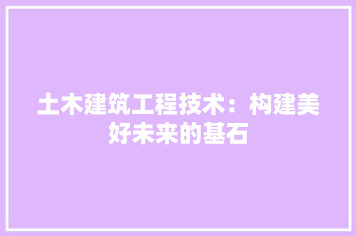 土木建筑工程技术：构建美好未来的基石 现代风格装饰