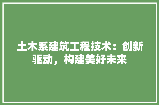 土木系建筑工程技术：创新驱动，构建美好未来 现代风格装饰