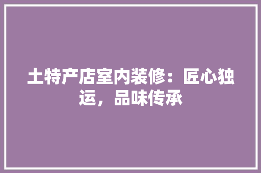 土特产店室内装修：匠心独运，品味传承