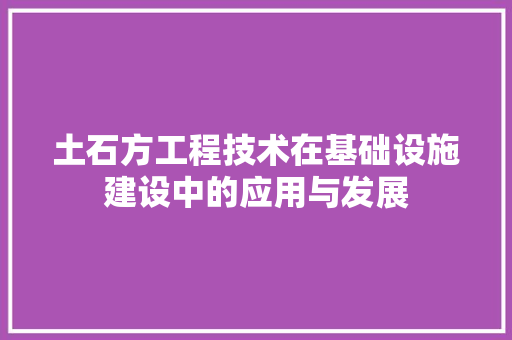 土石方工程技术在基础设施建设中的应用与发展 现代风格装饰