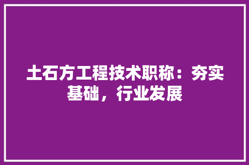 土石方工程技术职称：夯实基础，行业发展 现代风格装饰