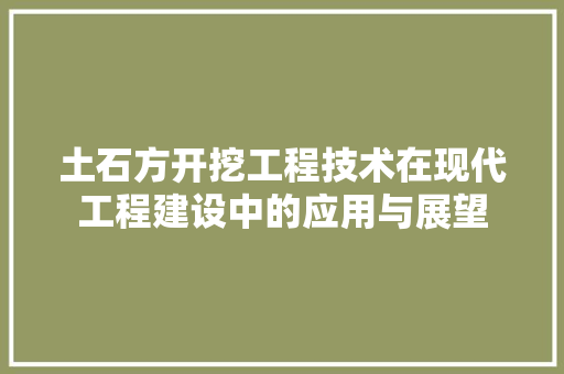 土石方开挖工程技术在现代工程建设中的应用与展望 现代风格装饰