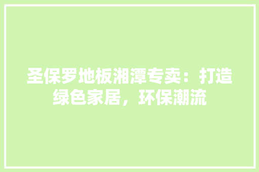 圣保罗地板湘潭专卖：打造绿色家居，环保潮流 现代风格装饰
