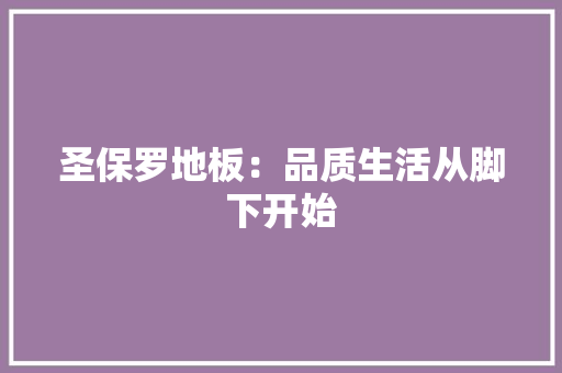 圣保罗地板：品质生活从脚下开始 现代风格装饰