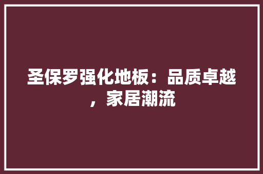 圣保罗强化地板：品质卓越，家居潮流 现代风格装饰