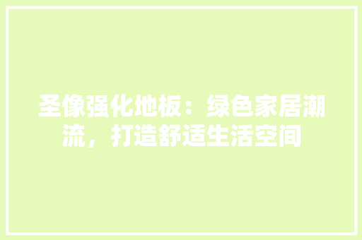 圣像强化地板：绿色家居潮流，打造舒适生活空间 现代风格装饰