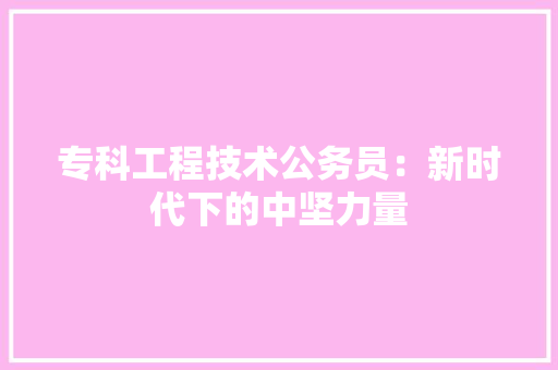 专科工程技术公务员：新时代下的中坚力量 家居装修
