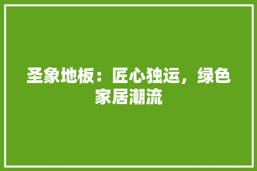 圣象地板：匠心独运，绿色家居潮流 现代风格装饰