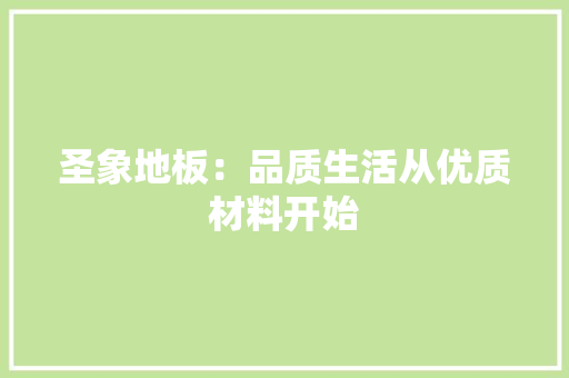 圣象地板：品质生活从优质材料开始 现代风格装饰