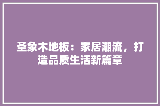 圣象木地板：家居潮流，打造品质生活新篇章 现代风格装饰