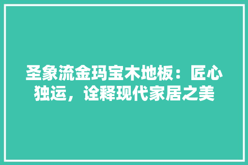圣象流金玛宝木地板：匠心独运，诠释现代家居之美 现代风格装饰