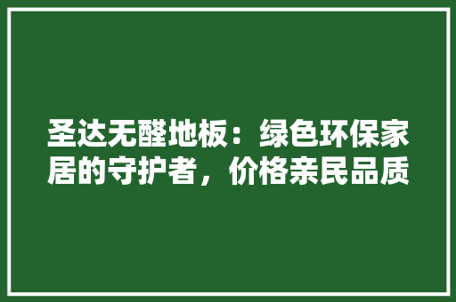 圣达无醛地板：绿色环保家居的守护者，价格亲民品质卓越 现代风格装饰