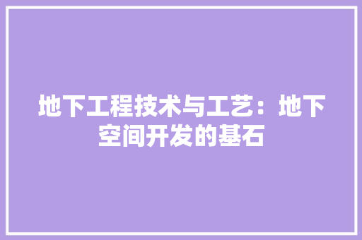 地下工程技术与工艺：地下空间开发的基石 现代风格装饰
