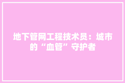 地下管网工程技术员：城市的“血管”守护者 现代风格装饰