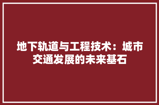 地下轨道与工程技术：城市交通发展的未来基石 现代风格装饰