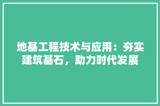 地基工程技术与应用：夯实建筑基石，助力时代发展 现代风格装饰