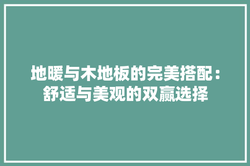 地暖与木地板的完美搭配：舒适与美观的双赢选择 现代风格装饰