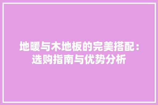 地暖与木地板的完美搭配：选购指南与优势分析 现代风格装饰