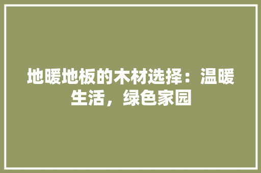 地暖地板的木材选择：温暖生活，绿色家园 现代风格装饰