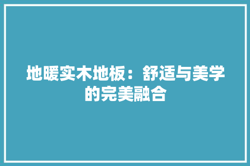 地暖实木地板：舒适与美学的完美融合 现代风格装饰
