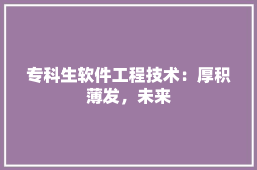 专科生软件工程技术：厚积薄发，未来 家居装修