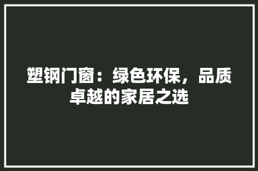 塑钢门窗：绿色环保，品质卓越的家居之选 现代风格装饰