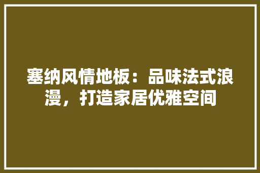 塞纳风情地板：品味法式浪漫，打造家居优雅空间 现代风格装饰