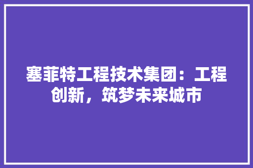 塞菲特工程技术集团：工程创新，筑梦未来城市