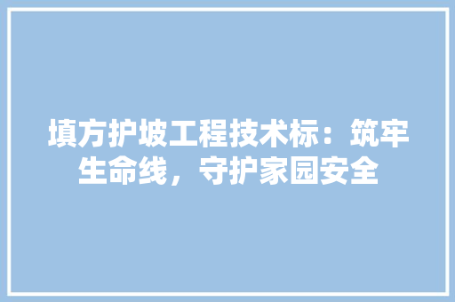 填方护坡工程技术标：筑牢生命线，守护家园安全 现代风格装饰