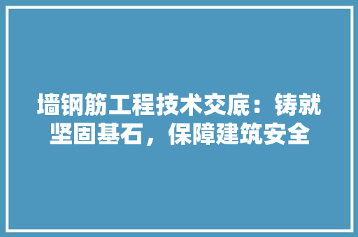 墙钢筋工程技术交底：铸就坚固基石，保障建筑安全 现代风格装饰