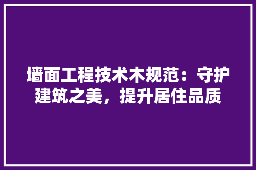 墙面工程技术木规范：守护建筑之美，提升居住品质 现代风格装饰