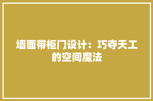 墙面带柜门设计：巧夺天工的空间魔法 现代风格装饰