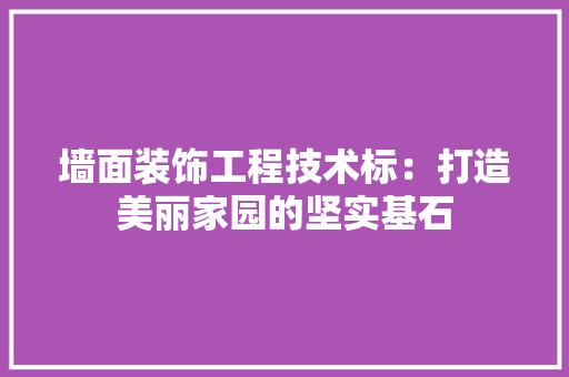 墙面装饰工程技术标：打造美丽家园的坚实基石 现代风格装饰