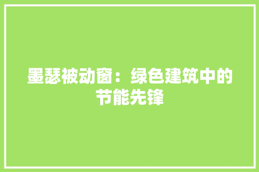 墨瑟被动窗：绿色建筑中的节能先锋 现代风格装饰