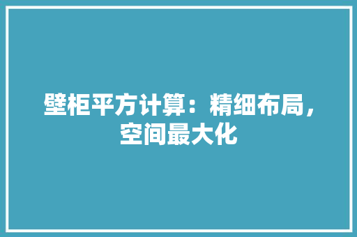 壁柜平方计算：精细布局，空间最大化 现代风格装饰