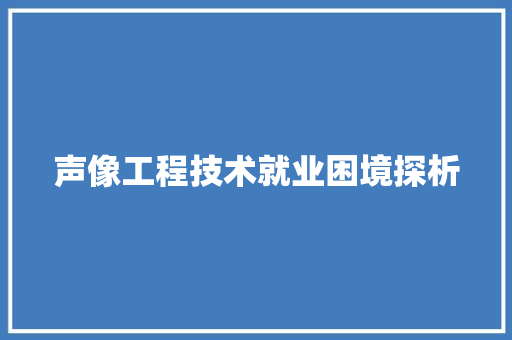 声像工程技术就业困境探析 现代风格装饰