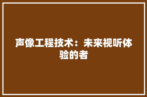声像工程技术：未来视听体验的者 现代风格装饰
