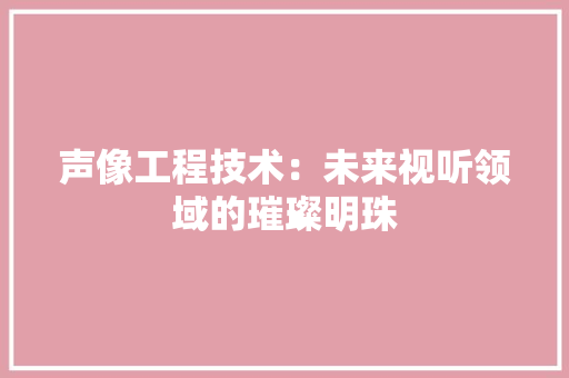 声像工程技术：未来视听领域的璀璨明珠 现代风格装饰