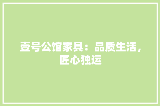 壹号公馆家具：品质生活，匠心独运 现代风格装饰