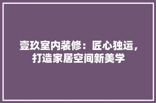 壹玖室内装修：匠心独运，打造家居空间新美学 现代风格装饰