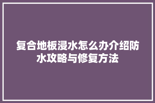 复合地板浸水怎么办介绍防水攻略与修复方法 现代风格装饰