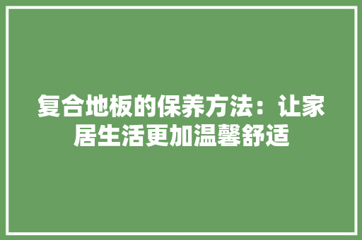 复合地板的保养方法：让家居生活更加温馨舒适 现代风格装饰